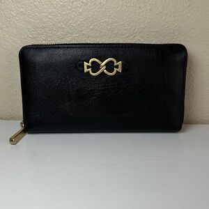 Kate Spade Black Leather long zip around Wallet